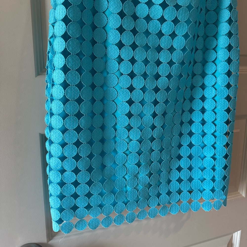 Lauren Ralph Lauren Eyelet Media Dot Lace Sheath Dress in Aqua Blue - Picture 5 of 10